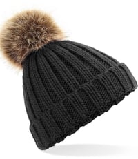 Image 2 of Children's Faux Fur Pom Pom Beanie