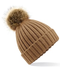 Image 2 of Faux Fur Pom Pom Chunky Beanie