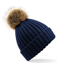 Image 5 of Faux Fur Pom Pom Chunky Beanie