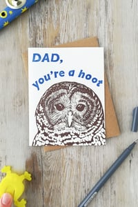Image 1 of Dad You're A Hoot Linocut Card