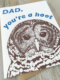 Image 2 of Dad You're A Hoot Linocut Card