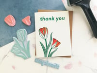 Image 2 of Thank You Tulips Linocut Card
