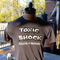 Dark grey Toxic Shock t-shirt with Pushead logo on front