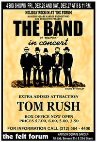 The Band - Tom Rush 1969 Concert Poster 13"x19"
