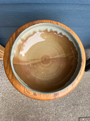 Image of Wide bowl, lower height. Fabulous glaze melt around the rim. 