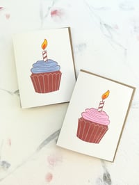 Image 2 of Happy Birthday Cupcake Linocut Card