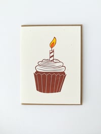 Image 3 of Happy Birthday Cupcake Linocut Card