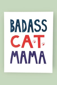 Image 2 of Badass Cat Mama Original Linocut 