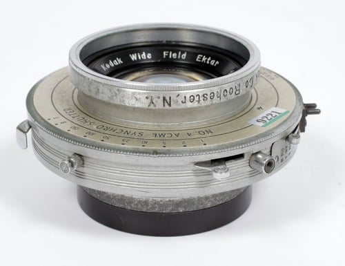 Image of Kodak Wide Field Ektar 7 1/2" [190mm] F6.3 Lens in Ilex #4 Shutter RR124 #9221