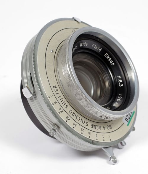 Image of Kodak Wide Field Ektar 7 1/2" [190mm] F6.3 Lens in Ilex #4 Shutter RR124 #9221