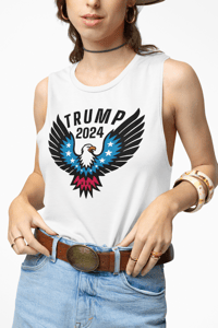 Image 2 of Trump 2024 Patriotic Eagle Ladies’ Muscle Tank from PatriotsCo