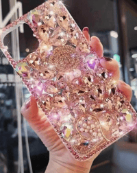 Luxurious Pink Gemstone Inlaid Diamond-Shining Full-Covered Protective Phone Case