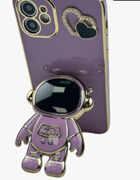 Image 1 of Tpu Shockproof Solid Color Plating Love & Astronaut Design Phone Case For iPhone 15 Pro Max
