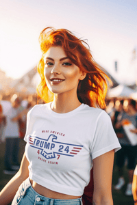 Image 1 of Trump 24 Trump 47 Patriotic Eagle Women’s Crop Tee from PatriotsCo