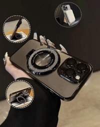 Image 2 of Electroplated Magnetic Phone Case With Bracket And Tpu Material Compatible With iPhone