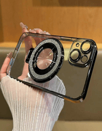 Image 3 of Electroplated Magnetic Phone Case With Bracket And Tpu Material Compatible With iPhone