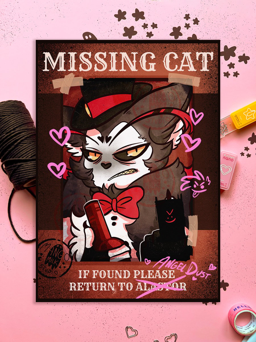 Missing Cat - Husk Poster | Hazbin Hotel | mangomilkstudio