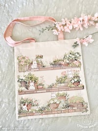 Image 1 of Bunny Garden Tote - Lined Canvas Bag
