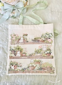Image 2 of Bunny Garden Tote - Lined Canvas Bag