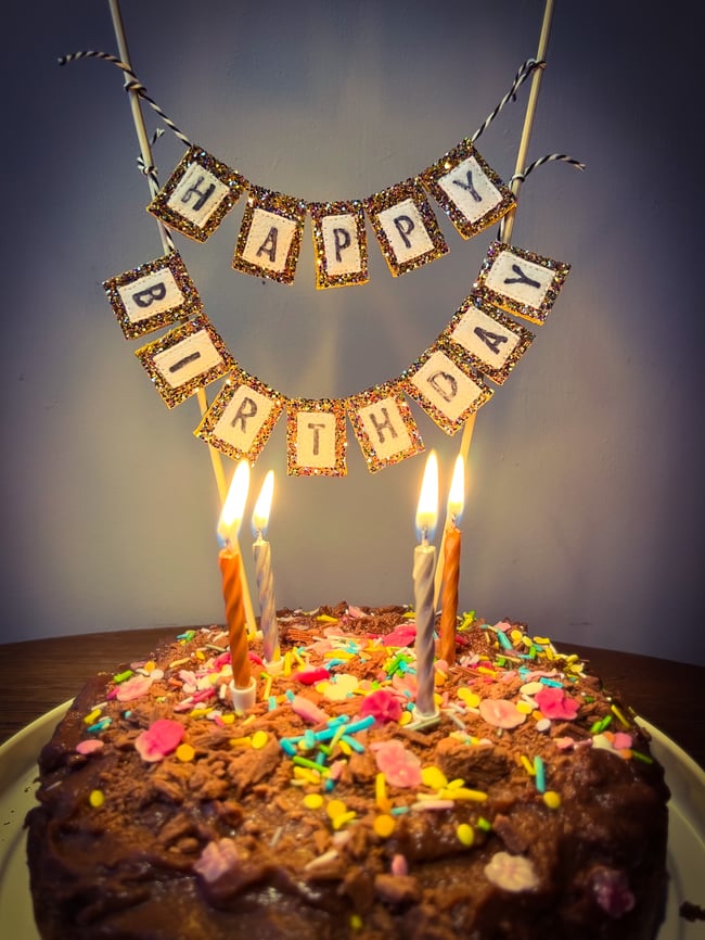 Glitter Birthday Cake Bunting and Cake Flags