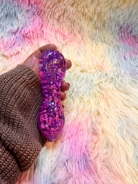 Image 2 of Cute Girly Pink And Purple Freezable Glitter Glass Pipe  