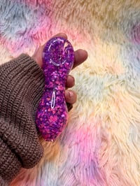 Image 7 of Cute Girly Pink And Purple Freezable Glitter Glass Pipe  