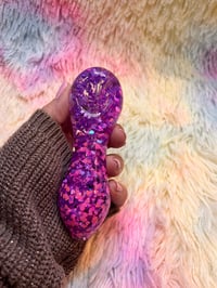 Image 8 of Cute Girly Pink And Purple Freezable Glitter Glass Pipe  