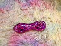 Image 9 of Cute Girly Pink And Purple Freezable Glitter Glass Pipe  