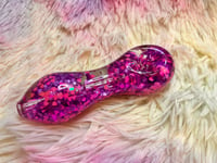 Image 10 of Cute Girly Pink And Purple Freezable Glitter Glass Pipe  