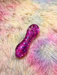 Image 11 of Cute Girly Pink And Purple Freezable Glitter Glass Pipe  