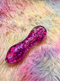 Image 12 of Cute Girly Pink And Purple Freezable Glitter Glass Pipe  