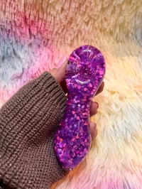 Image 16 of Cute Girly Pink And Purple Freezable Glitter Glass Pipe  