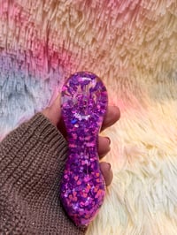 Image 17 of Cute Girly Pink And Purple Freezable Glitter Glass Pipe  