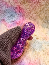 Image 19 of Cute Girly Pink And Purple Freezable Glitter Glass Pipe  