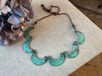 Image 1 of Cescent moon garland necklace / Verdigris patina/n26