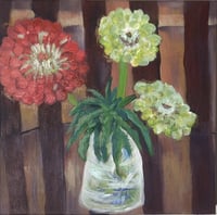 Image 7 of Three Zinnias and Hemp  | original artwork