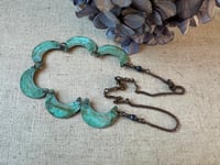 Image 8 of Cescent moon garland necklace / Verdigris patina/n26