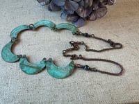 Image 6 of Cescent moon garland necklace / Verdigris patina/n26