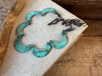 Image 11 of Cescent moon garland necklace / Verdigris patina/n26