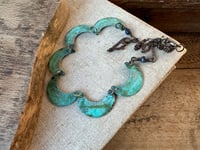 Image 12 of Cescent moon garland necklace / Verdigris patina/n26