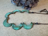 Image 10 of Cescent moon garland necklace / Verdigris patina/n26