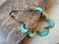 Image 2 of Cescent moon garland necklace / Verdigris patina/n26