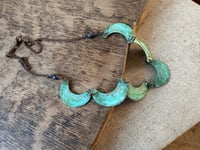 Image 13 of Cescent moon garland necklace / Verdigris patina/n26