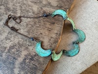 Image 5 of Cescent moon garland necklace / Verdigris patina/n26