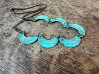 Image 14 of Cescent moon garland necklace / Verdigris patina/n26