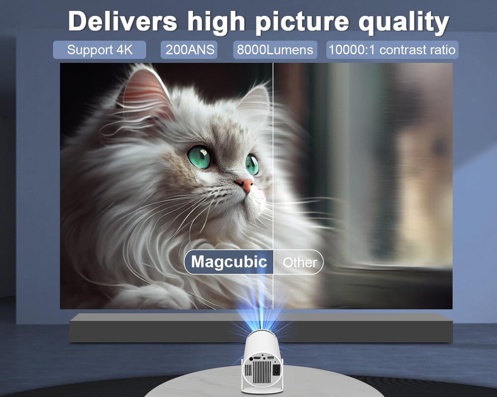 MSL Mini Projector 4K 1080P Support, Portable Projector WiFi6 BT 5.0 Android 11