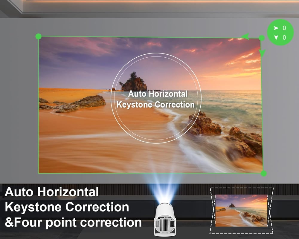 MSL Mini Projector 4K 1080P Support, Portable Projector WiFi6 BT 5.0 Android 11