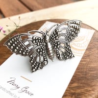 Image 3 of Ornate Butterfly Statement Ring. Antique Silver or Antique Gold