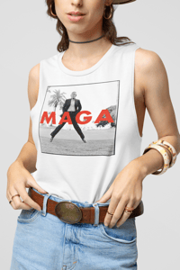 Image 1 of Young Trump Red MAGA Ladies’ Muscle Tank from PatriotsCo