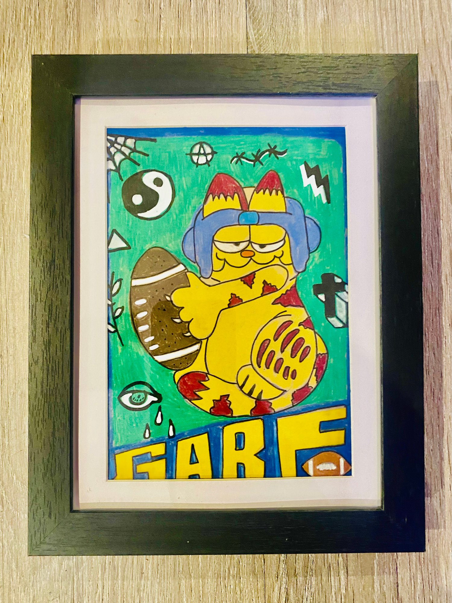 Image de " Garfield Football " artwork original 5 x 7''